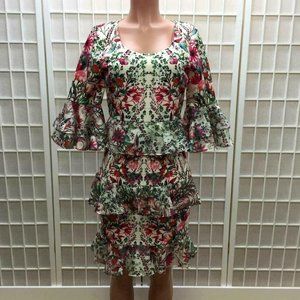 Belle Badgley Mischka Flutter Sleeve Peplum Dress